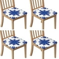 thumbnail image 1 of Blue and White Pioneer Flower Seat Covers for Dining Room Chairs Set Of 4,Stretch Printed Washable Chair Seat Cover with Elastic Ties and Button,Removable Waterproof Couch Cushion Covers, 1 of 6