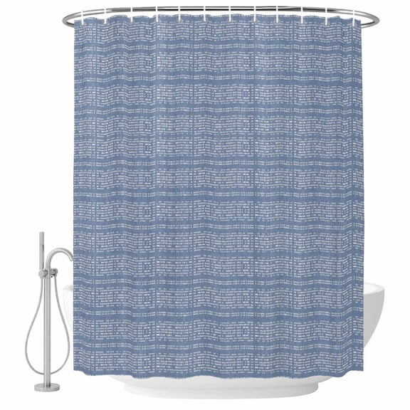 Blue White Pixels Shower Curtain for Bathroom, Modern Contemporary Abstract Boho Waterproof Machine Washable Shower Curtain Set with Hooks, Bath Decoration for Home Bathtub Stall 72"x72"