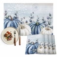 thumbnail image 1 of Blue White Placemats Set of 1 Fall Pumpkins Thanksgiving Eucalyptus Leaves Ombre Heat Insulated Linen Place Mats, Washable Stain-Proof Table Mats for Dining Tables Holiday Decor 13x19inch, 1 of 9