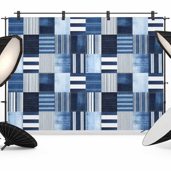Blue White Plaid Backdrop for Photoshoot,Photography Photo Studio Background Wall Backdrop,Modern Geometric Striped Checkered Back Drop Banner Panel for Portraits Wedding Party Live Streaming 7x5Ft