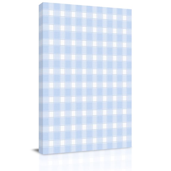 Blue White Plaid Canvas Wall Art for Living Room, Farmhouse Rustic Country Checkerboard Pattern Wall Decor Framed Artwork Pictures Ready to Hang for Bedroom Office Home Decor