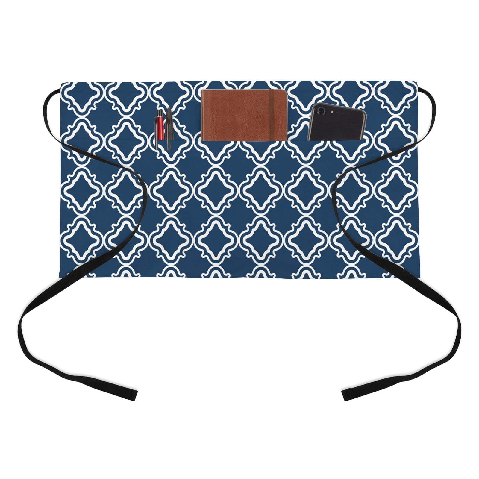 Blue White Plaid Half Waist Apron Abstract Blue Morocco Texture Short ...