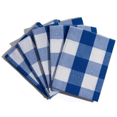 Blue and White Plaid Kitchen Towels - Set of 6 Blue Checkered, 100% Cotton, Lint-Free Kitchen Towels with Hanging Loop - Versatile Uses Including Kitchen Towels, Hand Towels, Dish Towels (6 Pack)