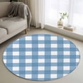 thumbnail image 1 of Blue White Plaid Round Area Rug 4 FT, Non Slip Indoor Outdoor Rug, Gradient Geometric Buffalo Checkered Washable Soft Circular Carpet Non-Shedding Floor Mat for Coffee Table Nursery Foyer Balcony, 1 of 8