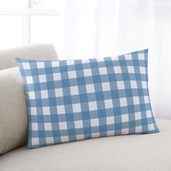 Blue White Plaid Standard Pillow Covers,Gradient Geometric Buffalo Checkered Breathable Throw Pillow Cases with Invisible Zipper,Decorative Pillowcase Pillows Protectors for Sofa Bed Chair 20"x26"