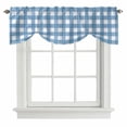 thumbnail image 1 of Blue White Plaid Tie Up Valance Curtains for Windows, Kitchen Curtains Window Shades, Gradient Geometric Buffalo Checkered Light Filtering Roman Curtain Valances for Bedroom/Bathroom/Cafe 54"x18", 1 of 9