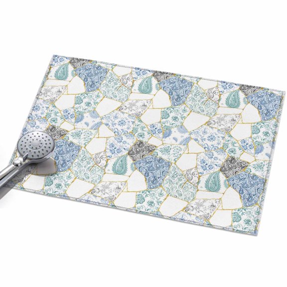 Blue White Porcelain Entryway Rug 2x3ft Washable Non Slip Bathroom Rug Low Pile Indoor Floor Front Door Mat Traditional Oriental Chinese Art Rectangle Area Rugs Carpet for Kitchen Office Dining Room