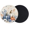 thumbnail image 1 of Blue White Pumpkins Fall Coasters Set of 2, Absorbent Coasters for Drinks, Thanksgiving Eucalyptus Rustic Coaster for Desk Coffee Table Protection, Home Decor House Warming Gifts 4", 1 of 8