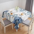 thumbnail image 1 of Blue White Pumpkins Table Cloth Waterproof Tablecloths, Thanksgiving Fall Blue Eucalyptus Leaves Tablecloth Dining Table Cover for Kitchen Party Tabletop Outdoor, Square Tablecloth 54x54 Inch, 1 of 9