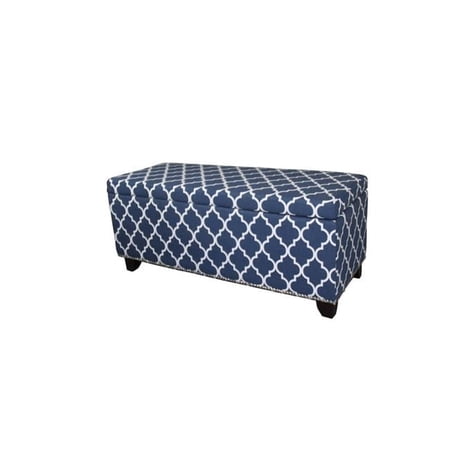 Blue & White Quatrefoil Storage Bench