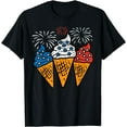 thumbnail image 1 of Blue White Red Ice Cream Cone US Flag 4th Of July Patriotic T-Shirt, 1 of 3