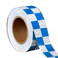 thumbnail image 1 of Blue and White Reflective Tape, Marking Tape for Cars, Checkered Reflective Safety Decal, PVC Material, 2" x 82 ft Roll, High Visibility for Vehicles and Safety Applications, 1 of 4
