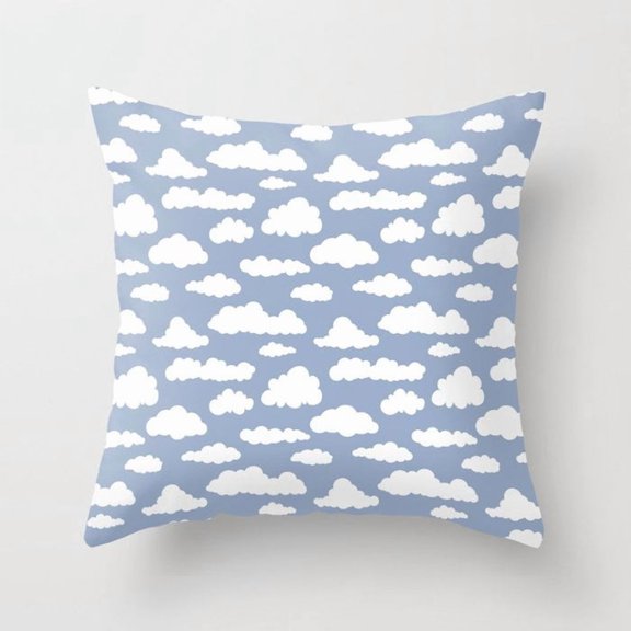 Blue White Scattered Cloud 2-Sided Polyester Velvet Throw Pillow Cover Only, Envelope, No Insert