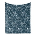 thumbnail image 1 of Blue and White Soft Flannel Fleece Blanket, Hand Drawn Style Various Sea Shells Aquatic Marine Wildlife Theme, Cozy Plush for Indoor and Outdoor Use, 50" x 60", Dark Blue and White, by Ambesonne, 1 of 5