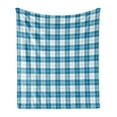 thumbnail image 1 of Blue and White Soft Flannel Fleece Blanket, Tartan Classic Abstract Checkered Traditional Scottish Geometric Squares, Cozy Plush for Indoor and Outdoor Use, 50" x 70", Blue and White, by Ambesonne, 1 of 5