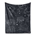 thumbnail image 1 of Blue and White Soft Flannel Fleece Throw Blanket, Celestial Constellation Deer Bison Crab Octopus, Cozy Plush for Indoor and Outdoor Use, 50" x 70", Dark Blue and White, by Ambesonne, 1 of 6