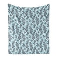 thumbnail image 1 of Blue and White Soft Flannel Fleece Throw Blanket, Hand Drawn Style Ocean Themed Pattern with Coral Seaweed, Cozy Plush for Indoor and Outdoor Use, 50" x 60", Pale Blue Dark Blue, by Ambesonne, 1 of 5