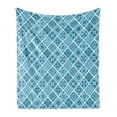 thumbnail image 1 of Blue and White Soft Flannel Fleece Throw Blanket, Lisboa Azulejos Style Diamond Shape Mosaic Tile Pattern, Cozy Plush for Indoor and Outdoor Use, 50" x 70", Petrol Blue Pale Blue, by Ambesonne, 1 of 5