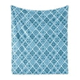 thumbnail image 1 of Blue and White Soft Flannel Fleece Throw Blanket, Lisboa Azulejos Style Diamond Shape Mosaic Tile Pattern, Cozy Plush for Indoor and Outdoor Use, 60" x 80", Petrol Blue Pale Blue, by Ambesonne, 1 of 5