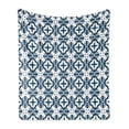 thumbnail image 1 of Blue and White Soft Flannel Fleece Throw Blanket, Traditional Portuguese Azulejo Tiles Pattern Illustration, Cozy Plush for Indoor and Outdoor Use, 60" x 80", Pale Blue Dark Blue, by Ambesonne, 1 of 5