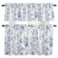 thumbnail image 1 of Blue White Spring Floral Kitchen Curtains Sets for Windows 36 Inch Length, Summer Botanical Birds Rod Pocket Window Treatments Tier Curtains and Valances Set for Bedroom/Bathroom, 1 of 8