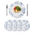 thumbnail image 1 of Blue White Spring Floral Round 13 Inch Placemats Set of 4, Summer Botanical Birds HeatResistant Non Slip Place Mats for Dining Table, Wipeable Braided Kitchen Table Mats for Housewarming, 1 of 9