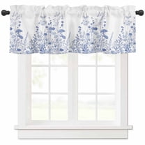 Blue White Spring Floral Valances for Windows Farmhouse Kitchen Curtains Valances Rod Pocket Valance Curtains for Kitchen Windows Summer Flowers Farmhouse Window Valances for Bathroom Bedroom 42"x12"