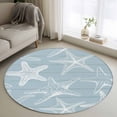 thumbnail image 1 of Blue White Starfish Round Area Rug 3Ft Washable Small Circle Rugs for Kitchen Entryway, Coastal Ocean Summer Sea Nautical Non-Slip Carpet Floor Mats Indoor Outdoor Carpet Runner Aesthetic Home Decor, 1 of 8