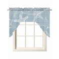 thumbnail image 1 of Blue White Starfish Swag Valances for Windows, Small Curtains Drapes, Coastal Ocean Summer Sea Nautical Kitchen Window Curtains Over Sink Window Treatment Valance for Bedroom/Bathroom 56"x36", 1 of 5