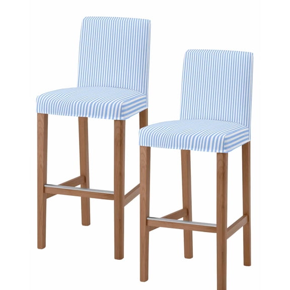 Blue White Stripe Bar Stool Covers Set of 2, Modern Minimalist Geometric Striped Stretch Washable Bar Chair Covers with Backs, Removable Pub Counter Height Chair Cover for Kitchen Dining Room Cafe