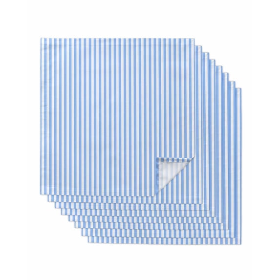 Blue White Stripe Cloth Napkins Set of 8 Reusable Dinner Napkins, Modern Minimalist Geometric Striped Cocktail Napkin Washable Table Napkins for Wedding/Holiday Party/Baby Shower 20"x20"