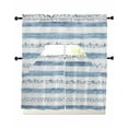 thumbnail image 1 of Blue White Stripe Kitchen Curtains Swag Valance and Tier Curtains Set 36 Inch Length, Modern Abstract Geometric Stripes Rod Pocket Drape Panels Pair Swag Curtain for Bathroom/Cafe/Window, 1 of 6