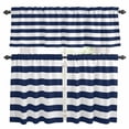 thumbnail image 1 of Blue and White Stripe Kitchen Curtains Valances and Tiers Set of 3 Modern Abstract Minimalist Geometric Vertical Linens Tier Curtains and Valance with Rod Pocket for Small Windows, 27.5"x24", 1 of 9