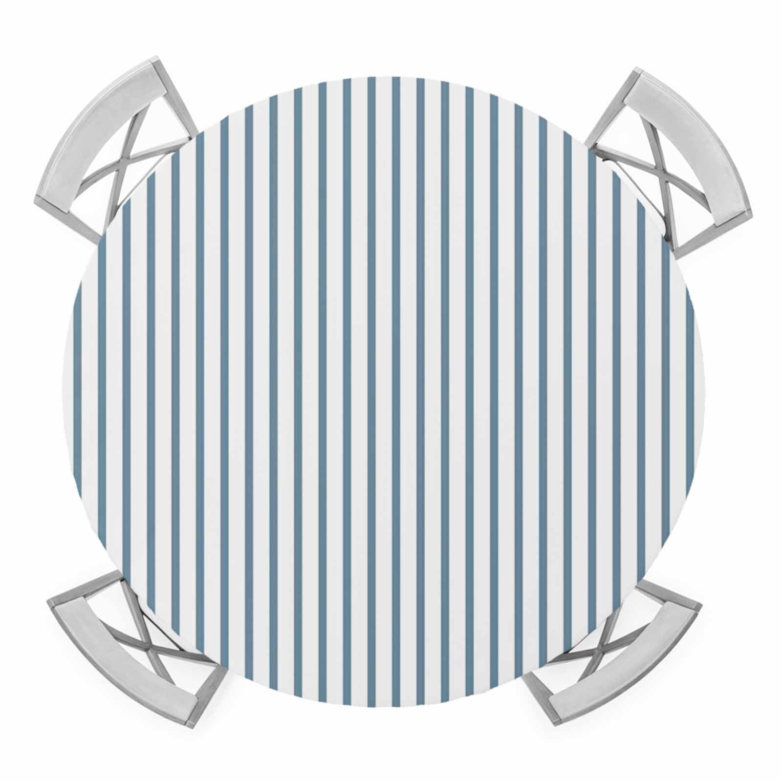Blue White Stripe Pattern Round Table Cover, Simple Style Light Blue ...
