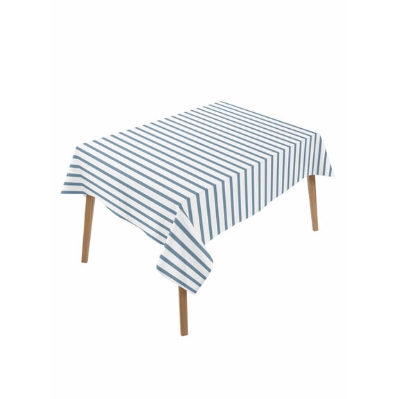 Blue White Stripe Pattern Table Cloth 60x84 Inch Rectangle, Simple Style Light Blue Pinstriped Waterproof Tablecloth Washable Table Cover for Party Picnic Dinner Decor