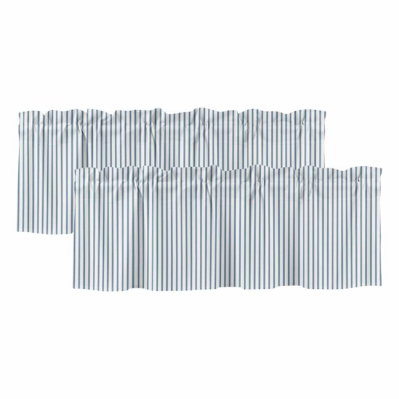 Blue White Stripe Pattern Valances for Windows 2 Panels Simple Style Light Blue Pinstriped Rod Pocket Kitchen Curtain Valance Small Window Treatment for Living Room Bathroom Bedroom 42x12 Inch