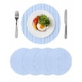 thumbnail image 1 of Blue White Stripe Round 13 Inch Placemats Set of 4, Modern Minimalist Geometric Striped HeatResistant Non Slip Place Mats for Dining Table, Wipeable Braided Kitchen Table Mats for Housewarming, 1 of 9