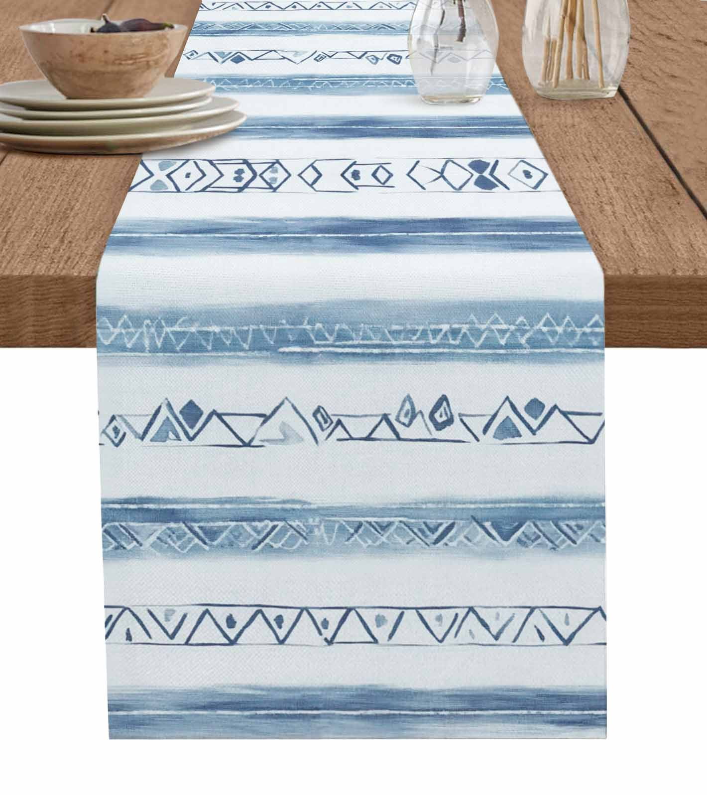 Boho Fluffy Faux Fur Table Runner 72 Inch | Cream White Striped Rustic Christmas & Wedding Decor