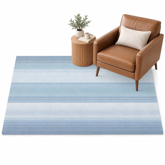 Blue and White Striped Area Rug 4'x6', Modern Abstract Watercolor ...