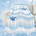 thumbnail image 1 of Blue White Striped Cooling Blanket, Lightweight Breathable Summer Throw Blanket with Double Sided Cold Effect, Starfish Coastal Waves Picnic Beach Blankets Bed Sheet for Hot Sleepers 40"x60", 1 of 8