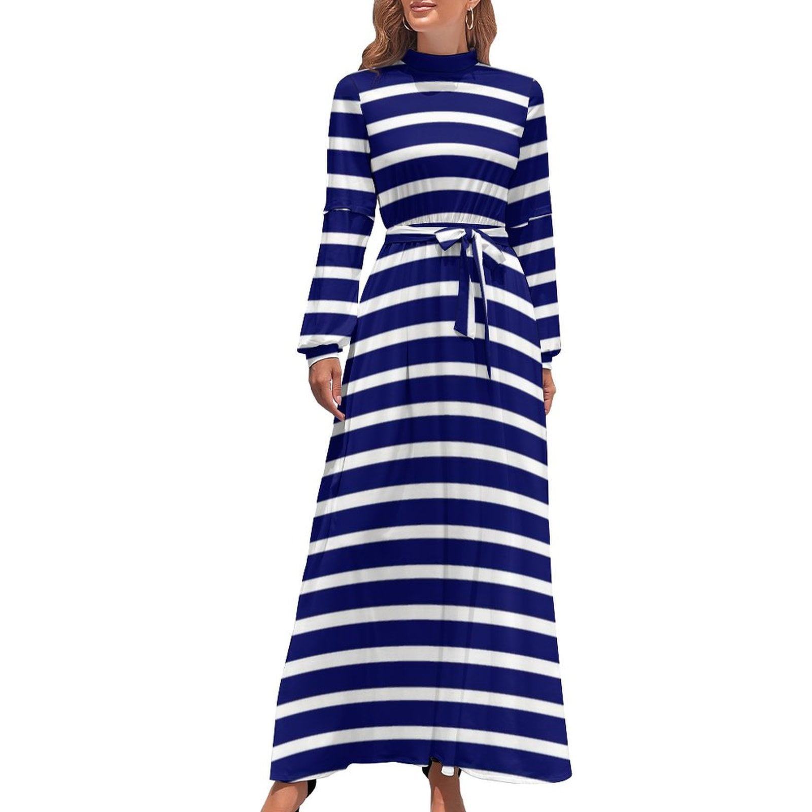 the blue white dress STRIPED HOOK CORSET DENIM MIDI DRESS BOHO CHIC STYLE