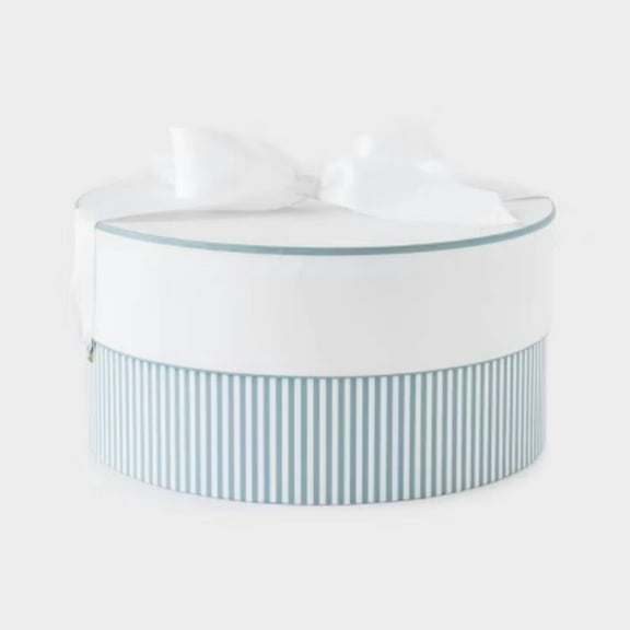 Blue/White Striped Large Gift Box - Sugar Paper: Paperboard, 9.875"x9.875"x5", All Occasions, Giftbox with Lid