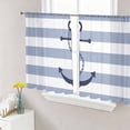 thumbnail image 1 of Blue White Striped Semi Sheer Window Curtains 54 Inches Long, Navy Blue Beach Nautical Anchor Ocean Coastal Rod Pocket Voile Chiffon Curtain Light Filtering Drapes for Living Room, 52"x54", 2 Panels, 1 of 9