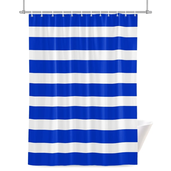 Blue White Stripes Bathroom Shower Curtain, Minimalist Classic Modern ...