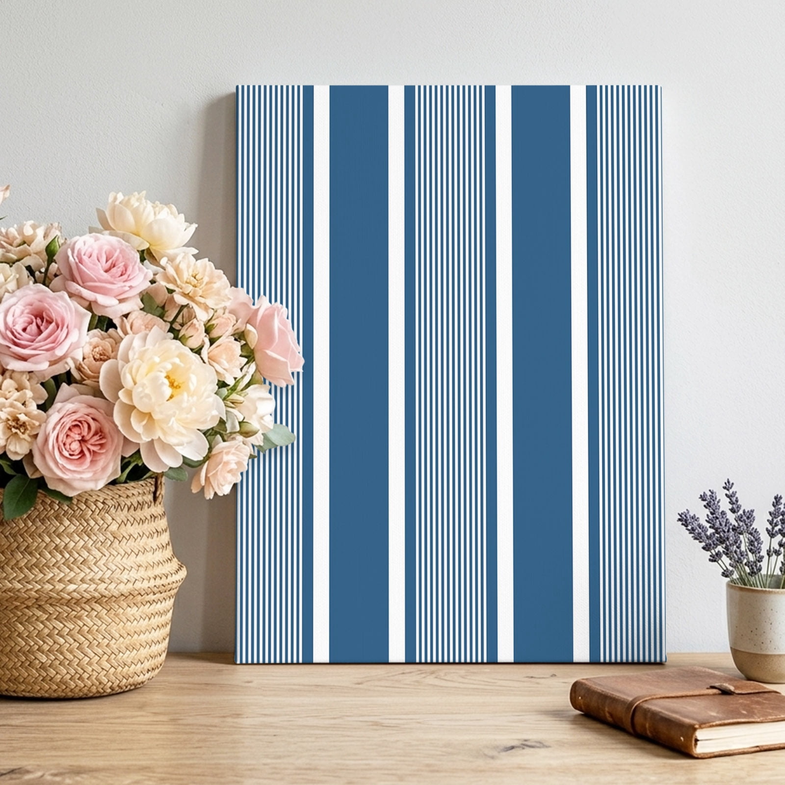 Blue White Stripes Canvas Wall Art For Living Room Lines Modern blue-white-stripes-canvas-wall-art-for-living-room-lines-modern