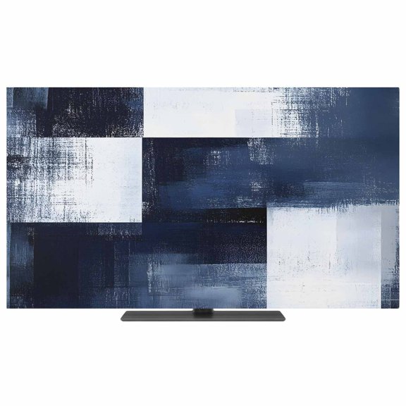 Blue White TV Dust Cover,Stretchable TV Screen Desktop Computer Protector Cover,Abstract Graffiti Graffiti Art Paint Television Dustproof Slipcover Indoor Outdoor for 19–24 Inch Flat or Curved TVs