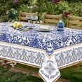 thumbnail image 1 of Blue and White Table Cloth Rectangle Table 60 X 120 Inch, Table Clothes for 6 Foot Rectangle Tables, Outdoor Tablecloth for Parties, Waterproof Fabric Oblong Polyester Tablecloths, 1 of 6
