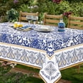 thumbnail image 1 of Blue and White Table Cloth Rectangle Table 60 X 84 Inch, Tablecloths for 6 Foot Rectangle Tables, Outdoor Tablecloth for Parties, Waterproof Fabric Oblong Polyester Tablecloths, 1 of 6