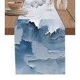thumbnail image 1 of Blue White Table Runner-Cotton Linen- 90 Inch Holiday Dresser Scarves, Abstract Ocean Beach Neutral Brush Strokes Tablerunner for Kitchen Coffee/Dining Bedroom Living Room Dinner Scarf Décor 13x90, 1 of 9