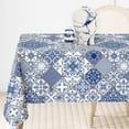 thumbnail image 1 of Blue and White Tablecloth 60 x 102 Inch Rectangle Patchwork Tile Table Cloth Washable Spanish Style Table Cover for Home kitchen Dining Table Decoration Supplies, 1 of 6